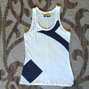 Rag & Bone/JEAN Women cream with black figures Sleeveless T-Shirt XS  100% cotto